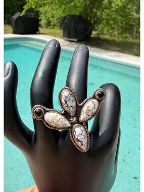 Artisan Wild Horse & Onyx Copper Statement Ring Adj Southwest closed back gift